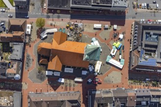 Aerial view, market place and St Paul's Church, centre, Hamm, Ruhr area, North Rhine-Westphalia,