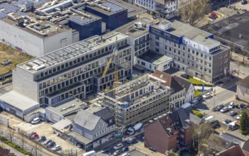Aerial photo, Widumstraße construction site for new WA office building, Westfälischer Anzeiger,