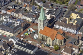 Aerial view, market place and St Paul's Church, centre, Hamm, Ruhr area, North Rhine-Westphalia,