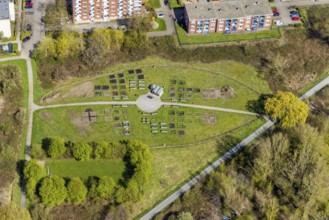 Aerial view, urban gardening in the Kornmersch, Bockum-Hövel, Hamm, Ruhr area, North