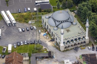 Aerial view, New Ulu Mosque, Herringen, Hamm, Ruhr area, North Rhine-Westphalia, Germany, place of