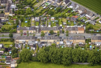 Aerial view, residential buildings with garden on Wittekindstraße, Bockum-Hövel, Hamm, Ruhr area,