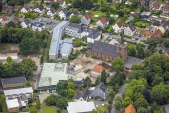 Aerial view, Caritas retirement home St. Josef, cath. Heilig Kreuz Kirche, Haus der Begegnung,