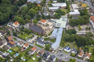 Aerial view, Caritas retirement home St. Josef, cath. Heilig Kreuz Kirche, Haus der Begegnung,