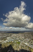 Aerial view, clouds over the city area, centre, Hamm, Ruhr area, North Rhine-Westphalia, Germany,
