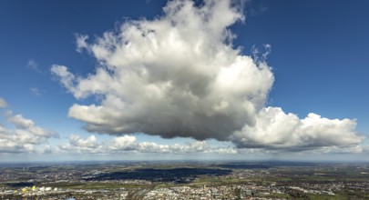 Aerial view, clouds over the city area, centre, Hamm, Ruhr area, North Rhine-Westphalia, Germany,