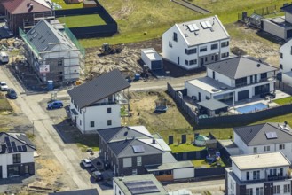 Aerial view, housing estate and development area Auf dem Beisenkamp, centre, Hamm, Ruhr area, North