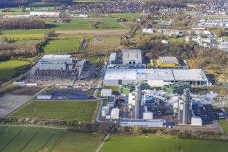 Aerial view, construction site and new building in DistributionPark Hamm, Trianelstraße,