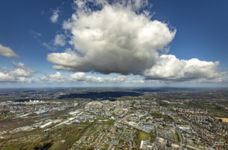 Aerial view, clouds over the city area, centre, Hamm, Ruhr area, North Rhine-Westphalia, Germany,