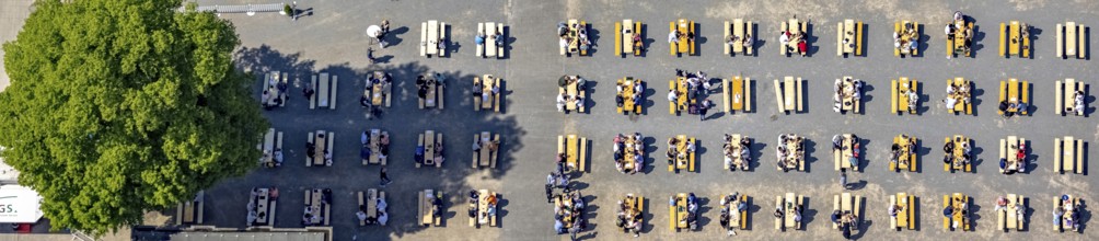 Aerial view of the spa hotel Hamm, spa hotel Bad Hamm, largest beer garden in Hamm, next to the