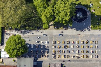 Aerial view of the spa hotel Hamm, spa hotel Bad Hamm, largest beer garden in Hamm, next to the