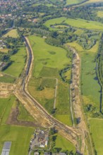 Aerial view, Lippe river reconstruction, Lippe dam extension, dam relocation, Hamm sewage treatment