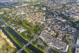 Aerial view, city centre view, Allee-Center Hamm, Ritterpassage, Gymnasium Hammonense and new water
