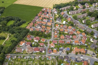 Aerial view, residential area west of the alleyway Ontariogrund, Bockum-Hövel, Hamm, Ruhr area,