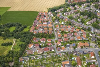 Aerial view, residential area west of the alleyway Ontariogrund, Bockum-Hövel, Hamm, Ruhr area,