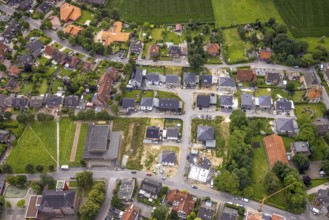 Aerial view, construction site, construction area Dörholtstraße and Am Sportfreundeplatz,