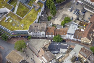 Aerial view, shopping centre, planned demolition residential building Ritterstraße 40, Mitte, Hamm,