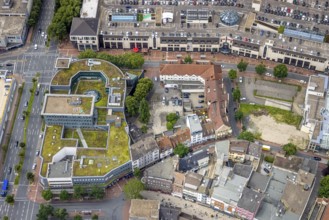 Aerial view, shopping centre, planned demolition residential building Ritterstraße 40, Mitte, Hamm,