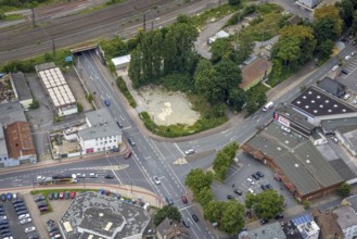Aerial view, intersection Alleestraße and Östingstraße, Autohaus 2000, Mitte, Hamm, Ruhr area,