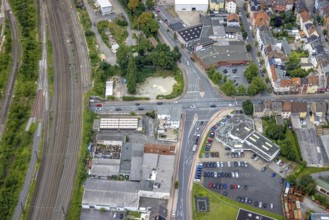 Aerial view, intersection Alleestraße and Östingstraße, Autohaus 2000, Mitte, Hamm, Ruhr area,