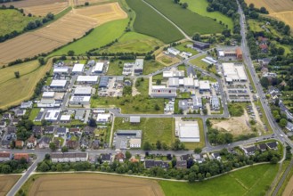 Aerial view, commercial quarter Hohefeld, Herbert-Rust-Weg, Uentrop, Hamm, Ruhr area, North