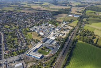 Aerial view, commercial area Römerstraße in the district Bockum-Hövel in Hamm, Ruhr area, North