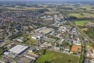 Aerial view, Römerstraße industrial estate with Hella GmbH Hueck und Co. plant in the Bockum-Hövel