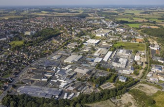 Aerial view, commercial area Römerstraße in the district Bockum-Hövel in Hamm, Ruhr area, North