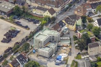 Aerial view, construction site with new building on Wilhelmstraße in the Mitte district of Hamm,