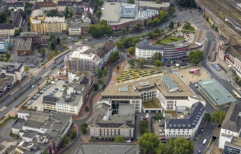 Aerial view, city centre view City with Platz der Deutschen Einheit in the district Mitte in Hamm,