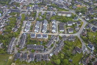 Aerial view, residential area construction site and new building Ilexweg, Velbert, Ruhr area, North