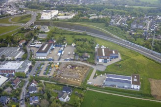 Aerial view, construction site at Humboldtstraße, Hetterscheidt, Heiligenhaus, Ruhr area, North