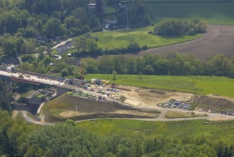 Aerial view, Angerbachtal bridge, new motorway section of the A44, gap closure between Ratingen-Ost