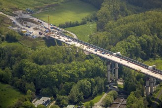 Aerial view, Angerbachtal bridge, new motorway section of the A44, gap closure between Ratingen-Ost