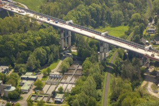 Aerial view, Angerbachtal bridge, new motorway section of the A44, gap closure between Ratingen-Ost