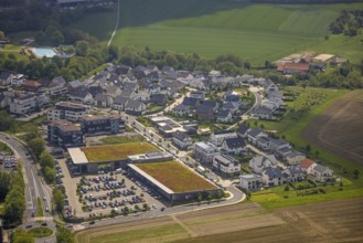 Aerial view, local supply centre Höseler Straße, residential area with island name, Heiligenhaus,