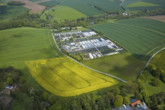 Aerial view, container nursery and perennials Kunz, Leubeck, Heiligenhaus, Ruhr area, North