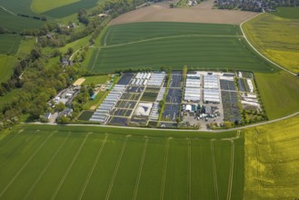 Aerial view, container nursery and perennials Kunz, Leubeck, Heiligenhaus, Ruhr area, North