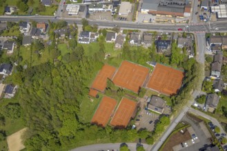 Aerial view, tennis courts TC Blau-Weiß 02 Heiligenhaus, Hasselbeck, Heiligenhaus, Ruhr area, North