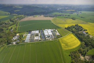 Aerial view, container nursery and perennials Kunz, Leubeck, Heiligenhaus, Ruhr area, North