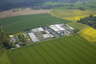 Aerial view, container nursery and perennials Kunz, Leubeck, Heiligenhaus, Ruhr area, North