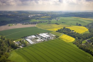 Aerial view, container nursery and perennials Kunz, Leubeck, Heiligenhaus, Ruhr area, North