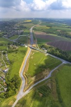 Aerial view, construction site new motorway A44, Ratinger Straße, Heiligenhaus, Ruhr area, North