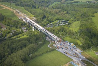 Aerial view, Angerbachtal bridge, new motorway section of the A44, gap closure between Ratingen-Ost