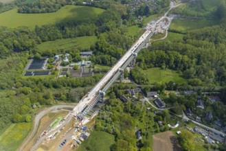 Aerial view, Angerbachtal bridge, new motorway section of the A44, gap closure between Ratingen-Ost