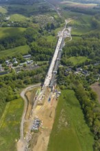 Aerial view, Angerbachtal bridge, new motorway section of the A44, gap closure between Ratingen-Ost