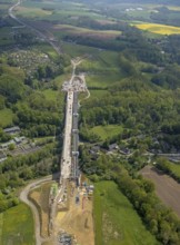 Aerial view, Angerbachtal bridge, new motorway section of the A44, gap closure between Ratingen-Ost