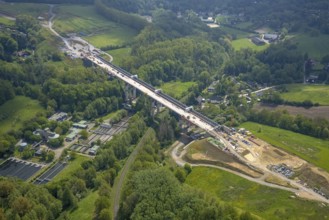 Aerial view, Angerbachtal bridge, new motorway section of the A44, gap closure between Ratingen-Ost