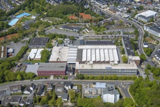 Aerial view, company premises Kiekert AG Autoteile, Heiligenhaus, Ruhr area, North