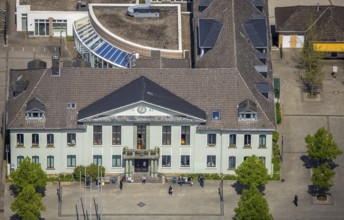 Aerial view, town hall, Leubeck, Heiligenhaus, Ruhr area, North Rhine-Westphalia, Germany,